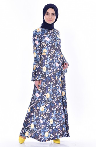 Navy Blue Hijab Dress 4569J-01