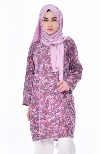Flower patterned  Tunic  4001A-01 Damson  4001A-01