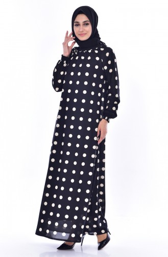 دلبر فستان بتصميم مُنقط 6079-02 لون أسود 6079-02