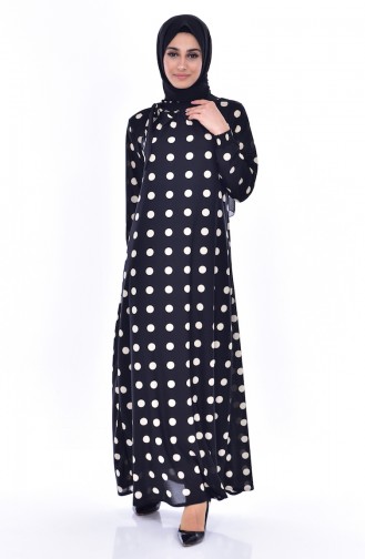 دلبر فستان بتصميم مُنقط 6079-02 لون أسود 6079-02