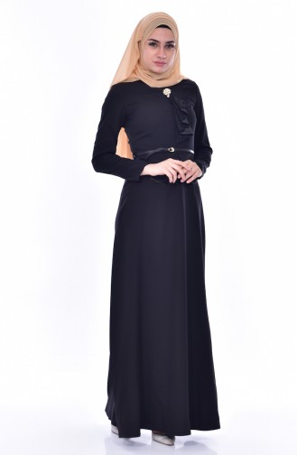 Brooch Belt Dress 2937-01 Black 2937-01