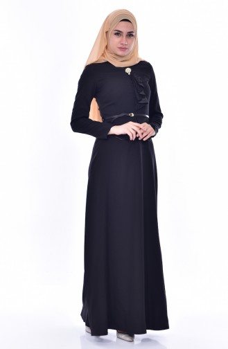 Robe a Ceinture et Broche 2937-01 Noir 2937-01