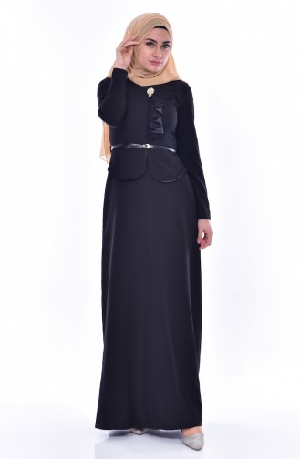 Brooch Belt Dress 2937-01 Black 2937-01