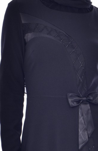 Fiyonklu Elbise 2940-01 Siyah