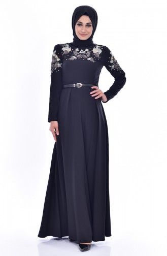 Embroideried Arched Dress 3289-03 Black 3289-03