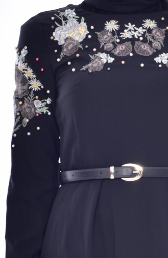 Robe Bordée a Ceinture 3289-03 Noir 3289-03