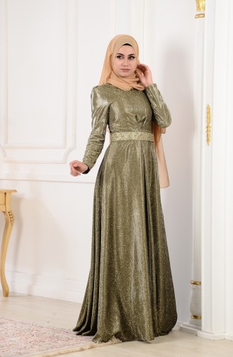 Merve Arslan Abendkleid mit Glitzer 0014-01 Grün 0014-01