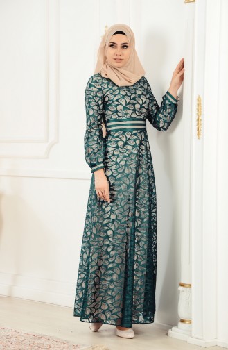 Emerald Green Hijab Evening Dress 2350-04