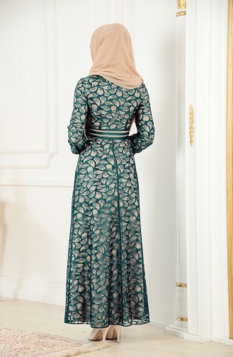 Emerald Green Hijab Evening Dress 2350-04