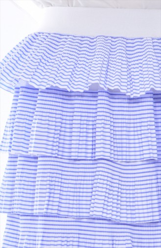 بورون تنورة بتصميم من الكشكش 21260-01 لون أزرق و أبيض 21260B-01