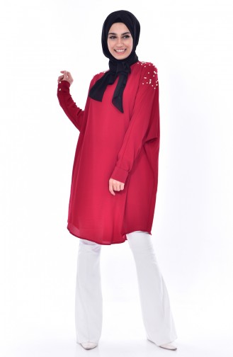 Pearl Bat Sleeve Tunic 0747-03 Claret Red 0747-03