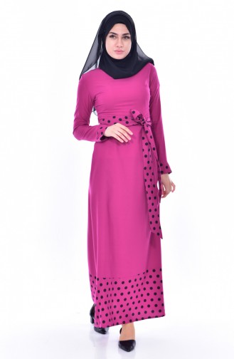 Polka Dot Garnish Dress 7188-03 Fuchsia 7188-03