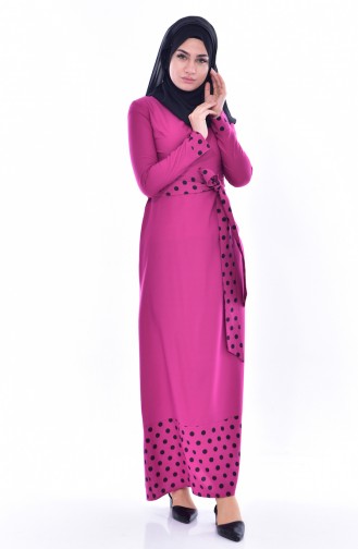 Robe Garnie a Pointillée 7188-03 Fushia 7188-03