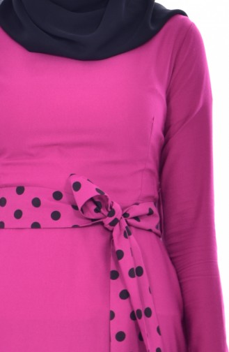 Polka Dot Garnish Dress 7188-03 Fuchsia 7188-03