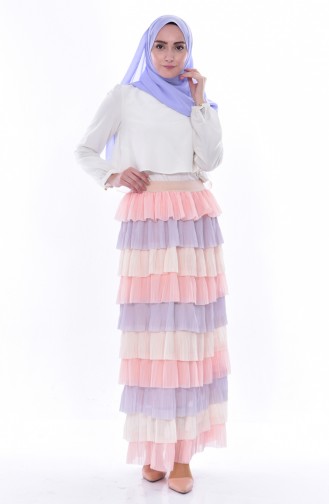 BURUN Ruffled Skirt 21260A-01 Gray Powder 21260A-01