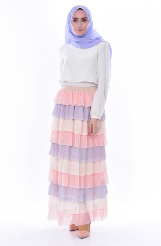 BURUN Ruffled Skirt 21260A-01 Gray Powder 21260A-01