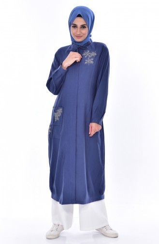 SUKRAN Stone Printed Cape 35838-04 Navy Blue 35838-04