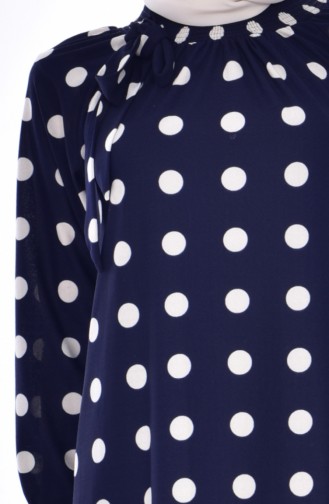 Polka Dot Dress 6079-03 Navy Blue 6079-03