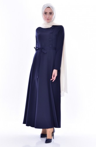 Belted Dress 1089-01 Navy Blue 1089-01