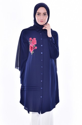 Embroidered Tunic 51261-05 Navy Blue 51261-05