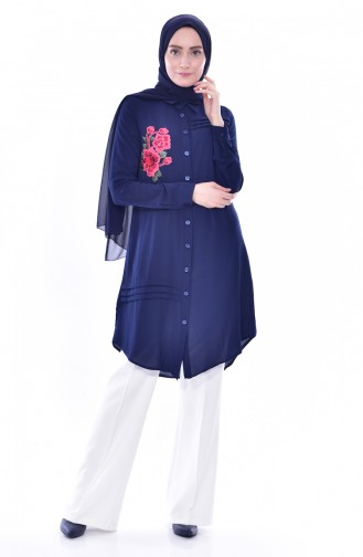 Embroidered Tunic 51261-05 Navy Blue 51261-05