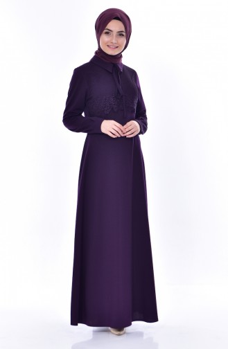 Lace Detailed Dress 3490-02 Purple 3490-02