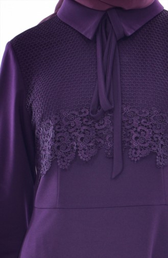 Lace Detailed Dress 3490-02 Purple 3490-02