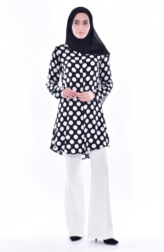 Tunique Pointillée 0784-01 Noir Blanc 0784-01