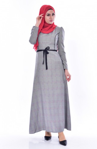 Kariertes Kleid 2967-04 Schwarz Rot 2967-04