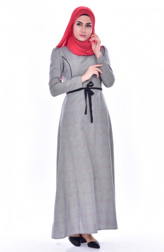 Kariertes Kleid 2967-04 Schwarz Rot 2967-04