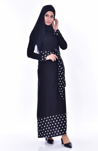 Polka Dot Garnish Dress 7188-01 Black 7188-01