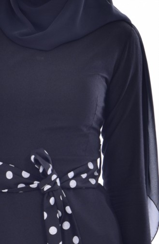 Puantiyeli Garnili Elbise 7188-01 Siyah 7188-01