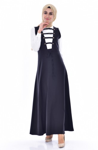 Schwarz Hijab Kleider 11169-01