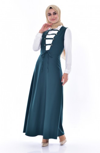 فستان بدون اكمام بتصميم رباط 11169-06 لون اخضر 11169-06