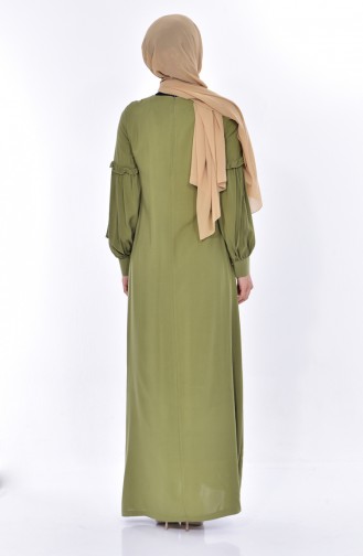 Light Khaki Green Hijab Dress 1862-04