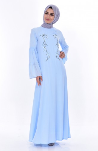 Embroidered Detailed Dress 1902-06 Baby Blue 1902-06