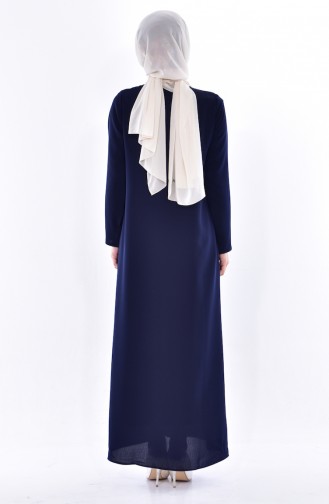 Zippered Abaya 49506-01 Navy Blue 49506-01