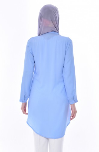 Lace Asymmetrical Tunic 0787-07 Blue 0787-07