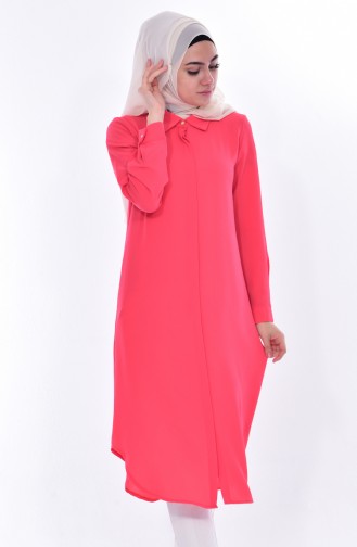 YNS Hidden Buttoned Tunic 3826-08 Coral 3826-08