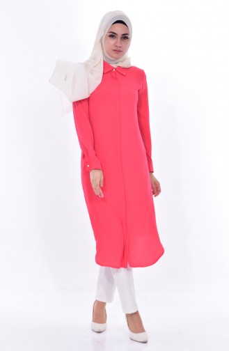 YNS Hidden Buttoned Tunic 3826-08 Coral 3826-08