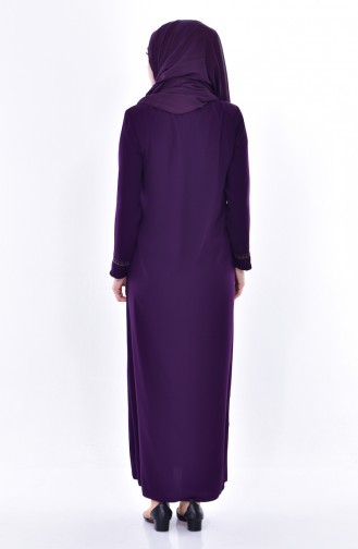Abaya Bordée Grande Taille 0183-03 Plum 0183-03