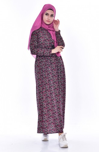 EFE Flowered Dress 5058-01 Plum 5058-01