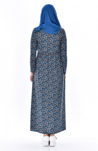 Çiçekli Elbise 5058-03 Turkuaz 5058-03