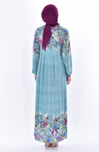 Flower Patterned Dress 4021A-01Green 4021A-01
