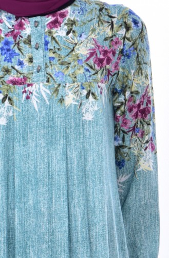 Flower Patterned Dress 4021A-01Green 4021A-01