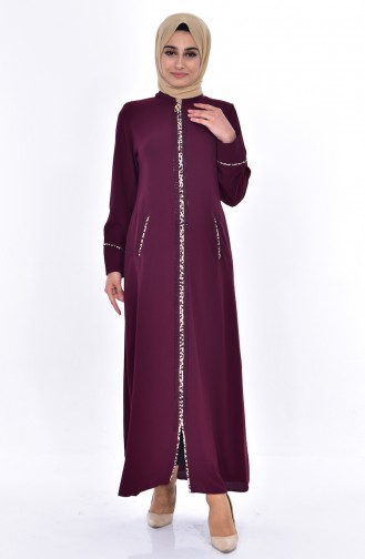 Abaya Imprimée de Pierre 0197-01 Bordeaux 0197-01