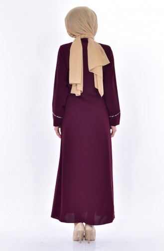 Abaya Imprimée de Pierre 0197-01 Bordeaux 0197-01