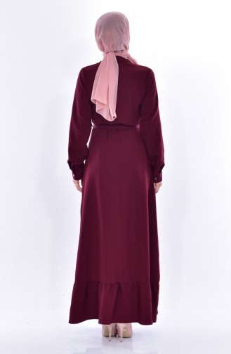 Kleid mit Gürtel 8026-02 Weinrot 8026-02