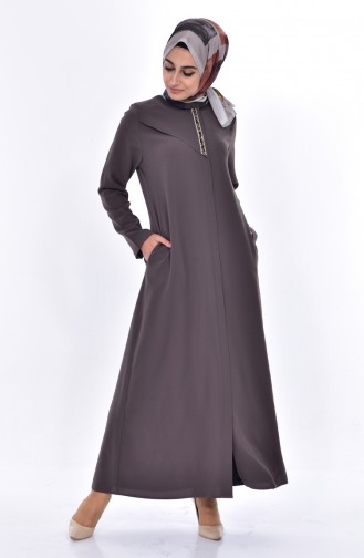 Abaya avec Pierre 0070-02 Khaki 0070-02