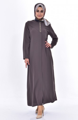 Abaya avec Pierre 0070-02 Khaki 0070-02